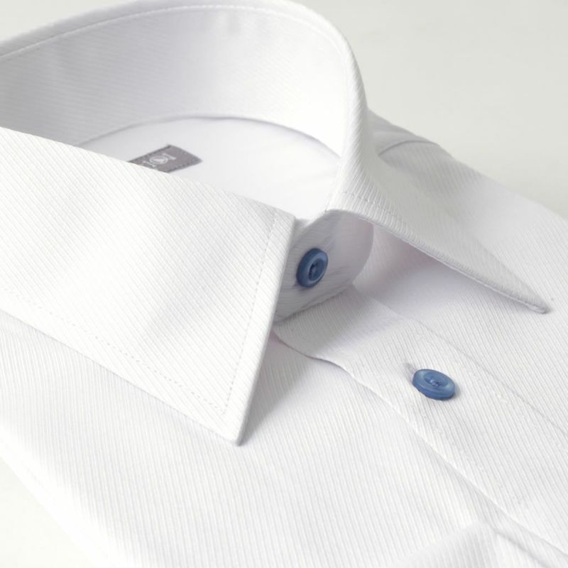 レギュラーカラー ワイシャツ 長袖 ホワイト 白 ツイル織り