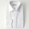 ワイシャツ長袖ワイドカラーホワイト白チェック織り柄