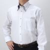 ワイシャツ長袖ボタンダウン2枚衿風ホワイト白 ドット形態安定