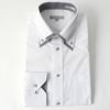 ワイシャツ長袖ボタンダウン2枚衿風ホワイト白 ドット形態安定
