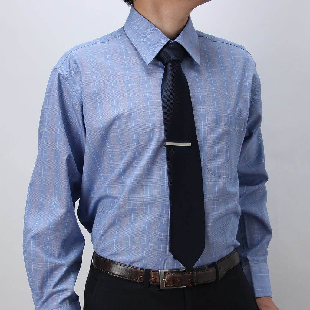 ワイシャツ 長袖 レギュラーカラー ブルー 青 チェック ビジネス | SMART BIZ (スマートビズ) - ワイシャツ専門店 (本店)